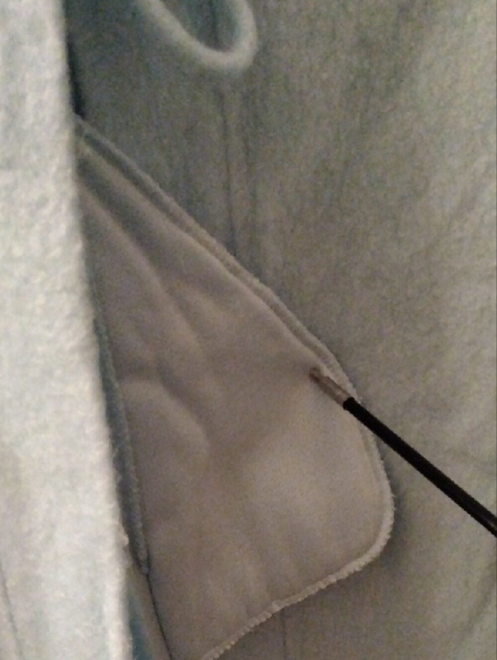 Light Blue Quilted Shoulder Long Robe - Picture 5 of 10